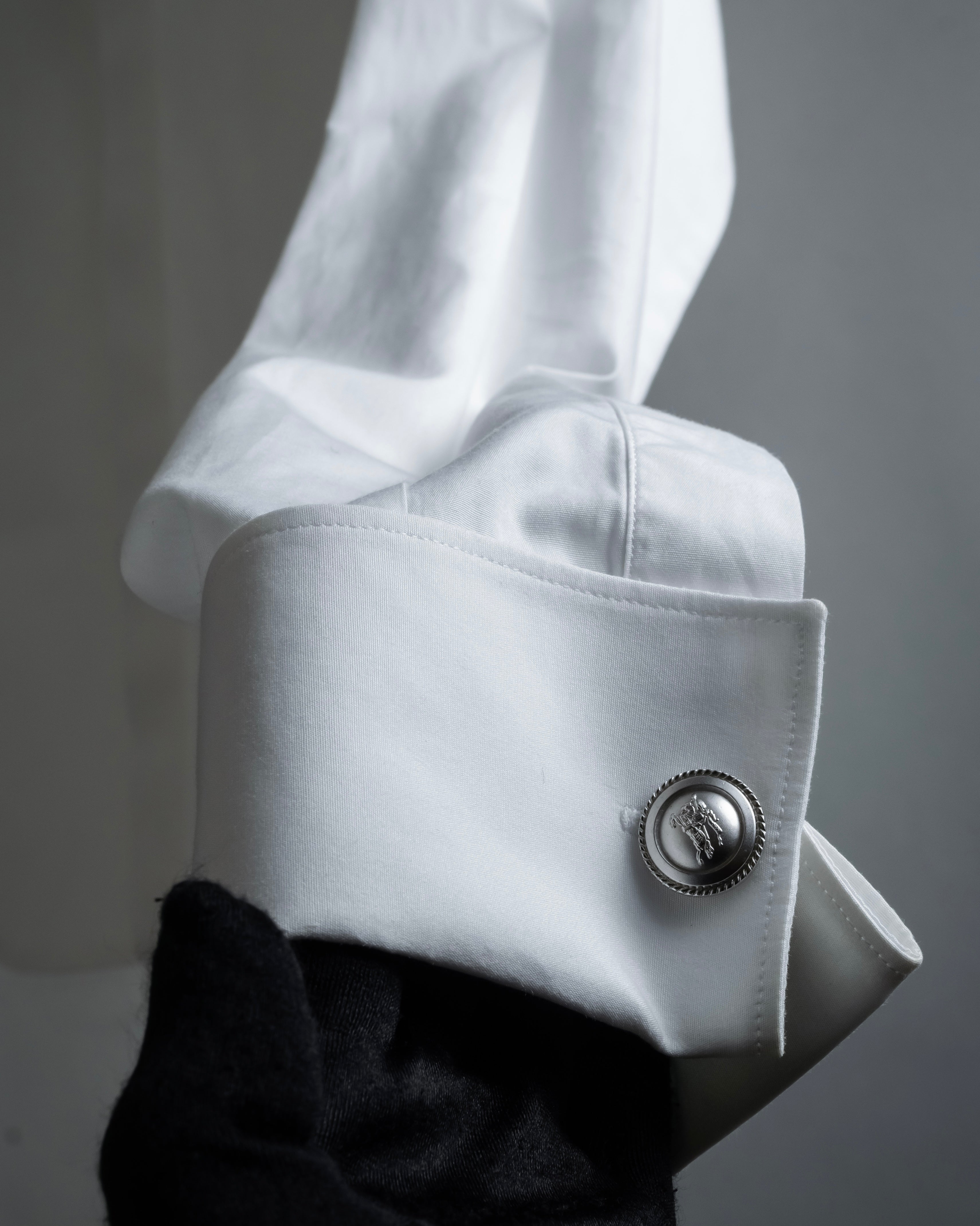 "BURBERRYS" Equestrian Knight engraved silver cufflinks