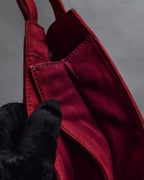 "LOEWE" Deep red color triangle suede bag