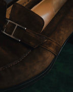 "HERMES" 00’s suede h buckle heeled loafers