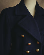 "Yves Saint Laurent" 80's-90's Gold-buttoned double-breasted wool coat