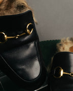 "GUCCI" 2010's Fur lined horsebit backless loafer