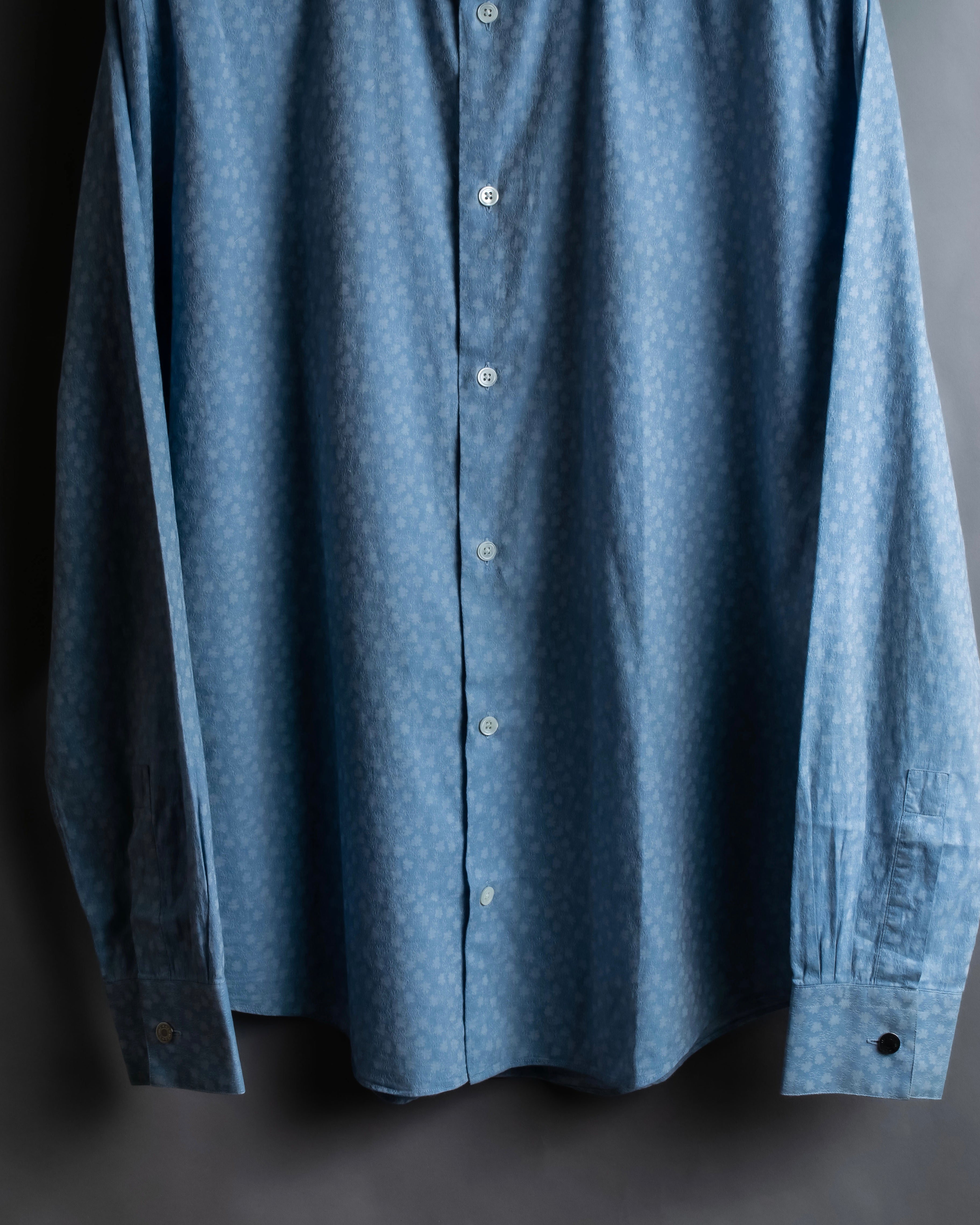 "HERMES" Saxe blue jacquard cotton shirt