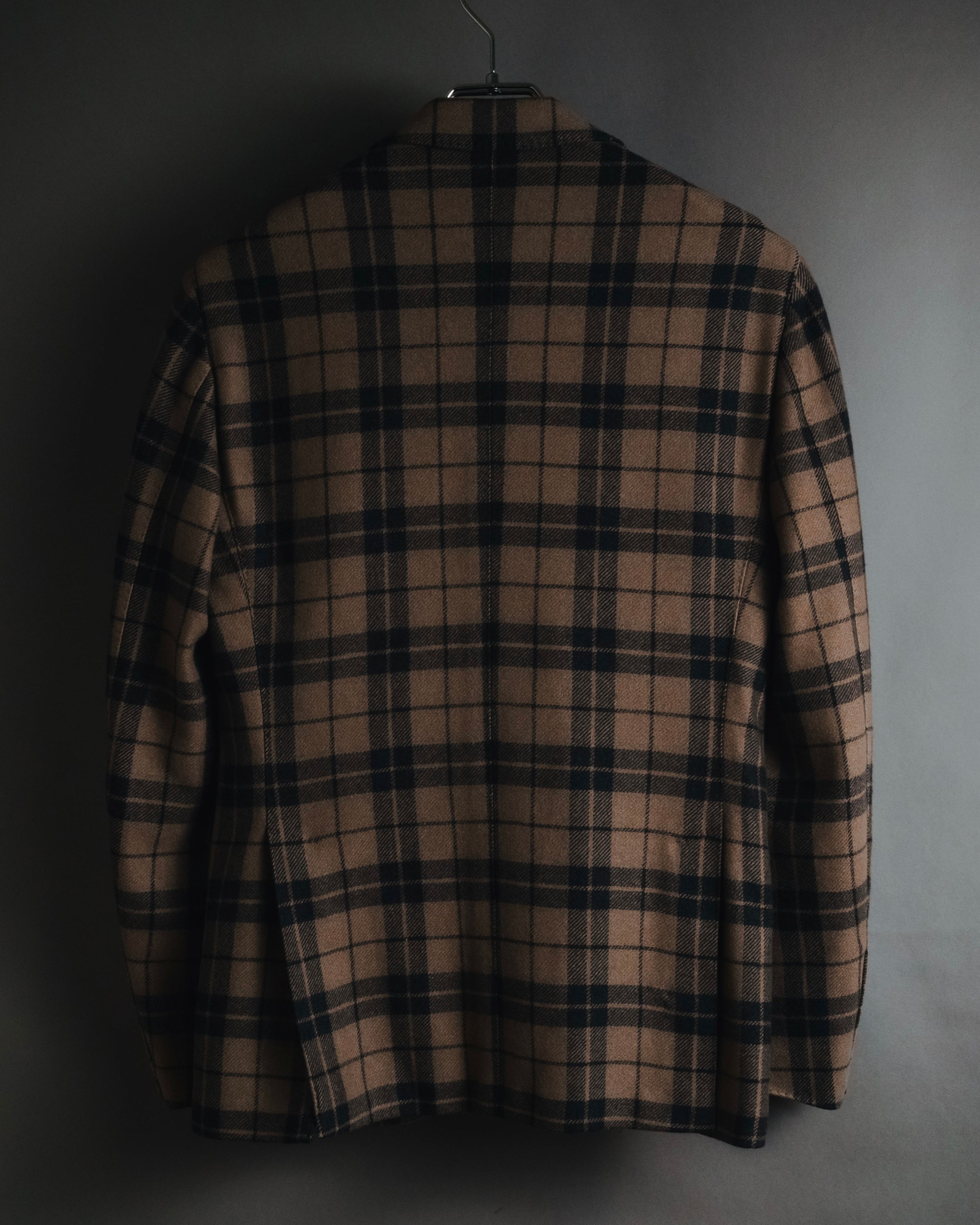 "LARDINI" Checked Three-Button Soft-Shoulder Tailored Jacket