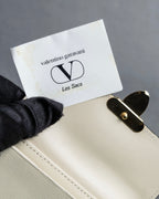 "VALENTINO" Brown & beige combination leather bi-fold wallet