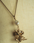 "DIOR" 20's Sculptural turtle long pendant necklace
