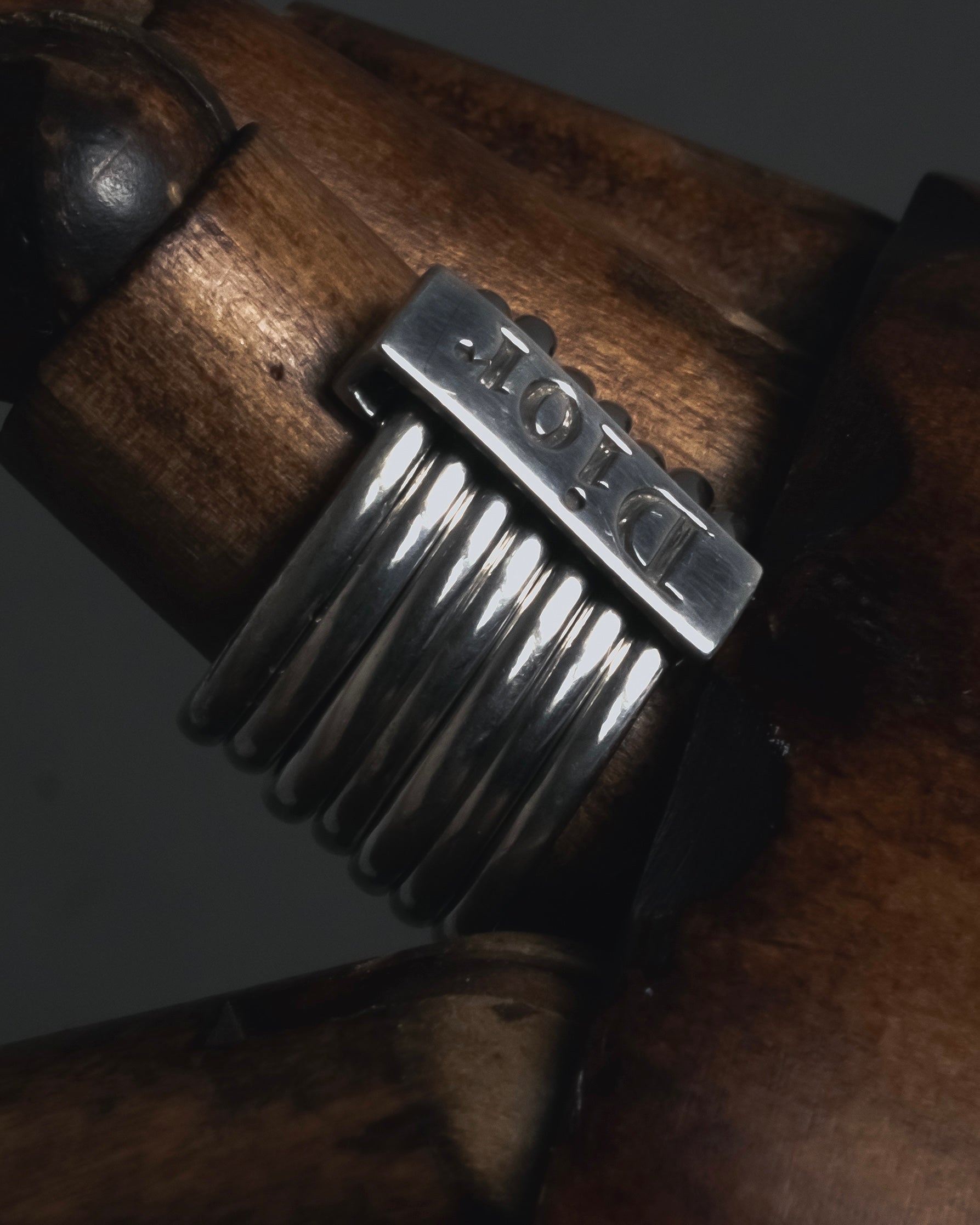 "Christian Dior" 00’s stacked wire silver 925 logo plate ring