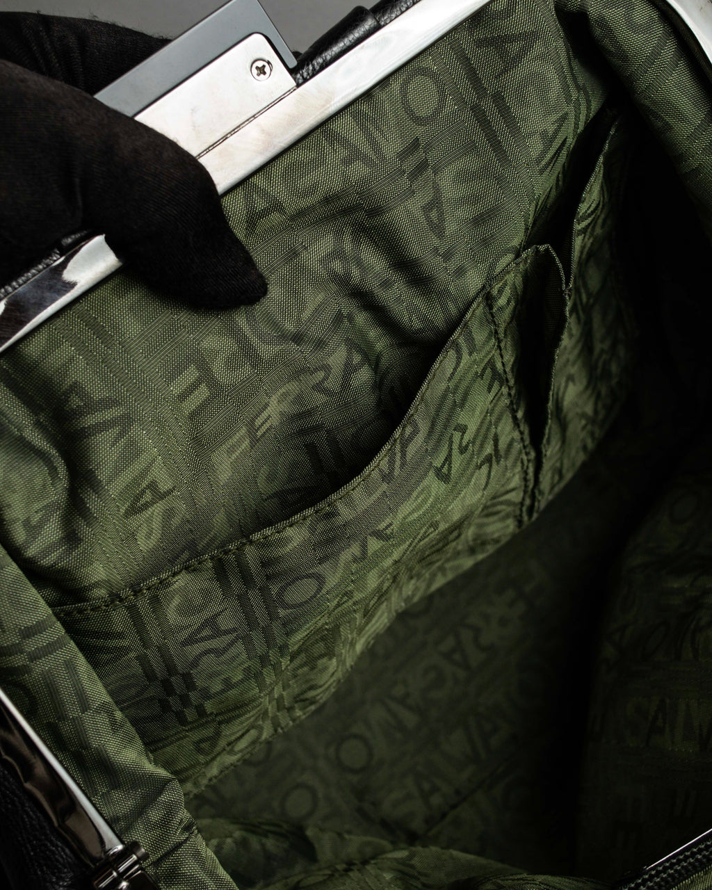 "Salvatore Ferragamo" Draping design lace-up detail leather bag