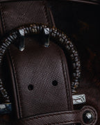 –SPECIAL– "Salvatore Ferragamo" 00’s calf hair gancini rattan accent handbag