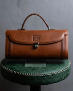 "BURBERRYS" Horizontally shaped brown leather one-handle bag