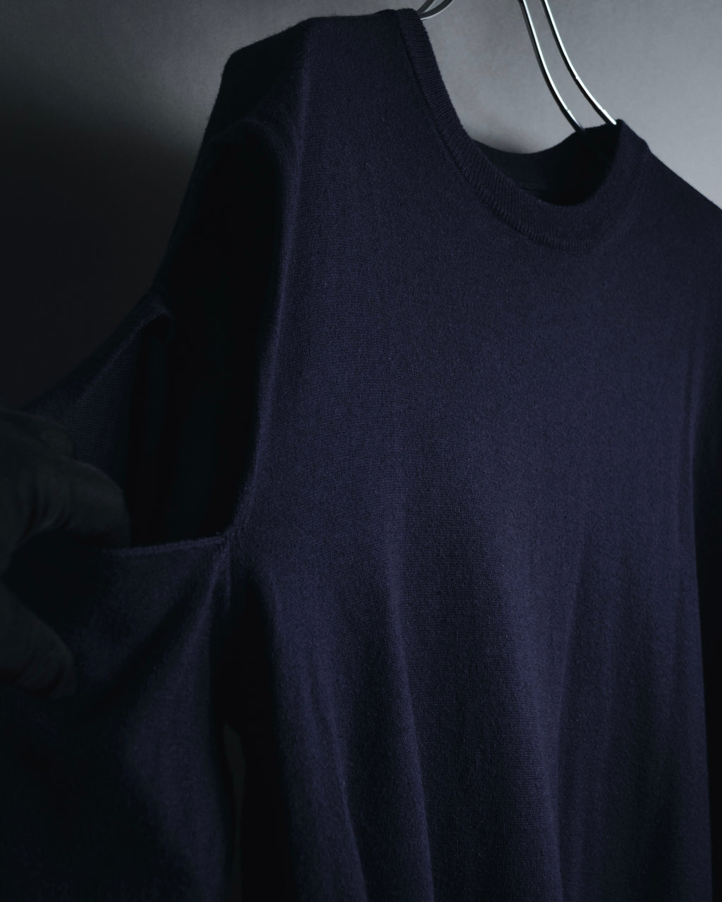 "Maison Margiela" Deconstructed arm-slit crewneck knit pullover