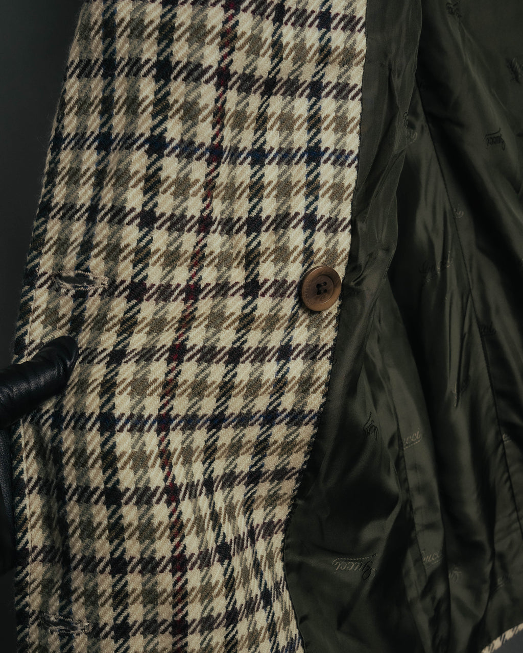 "GUCCI" 80's-early 90's Checked wool cashmere double-breasted jacket