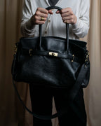 "AULENTTI" Gold closure belt design leather 2-way bag