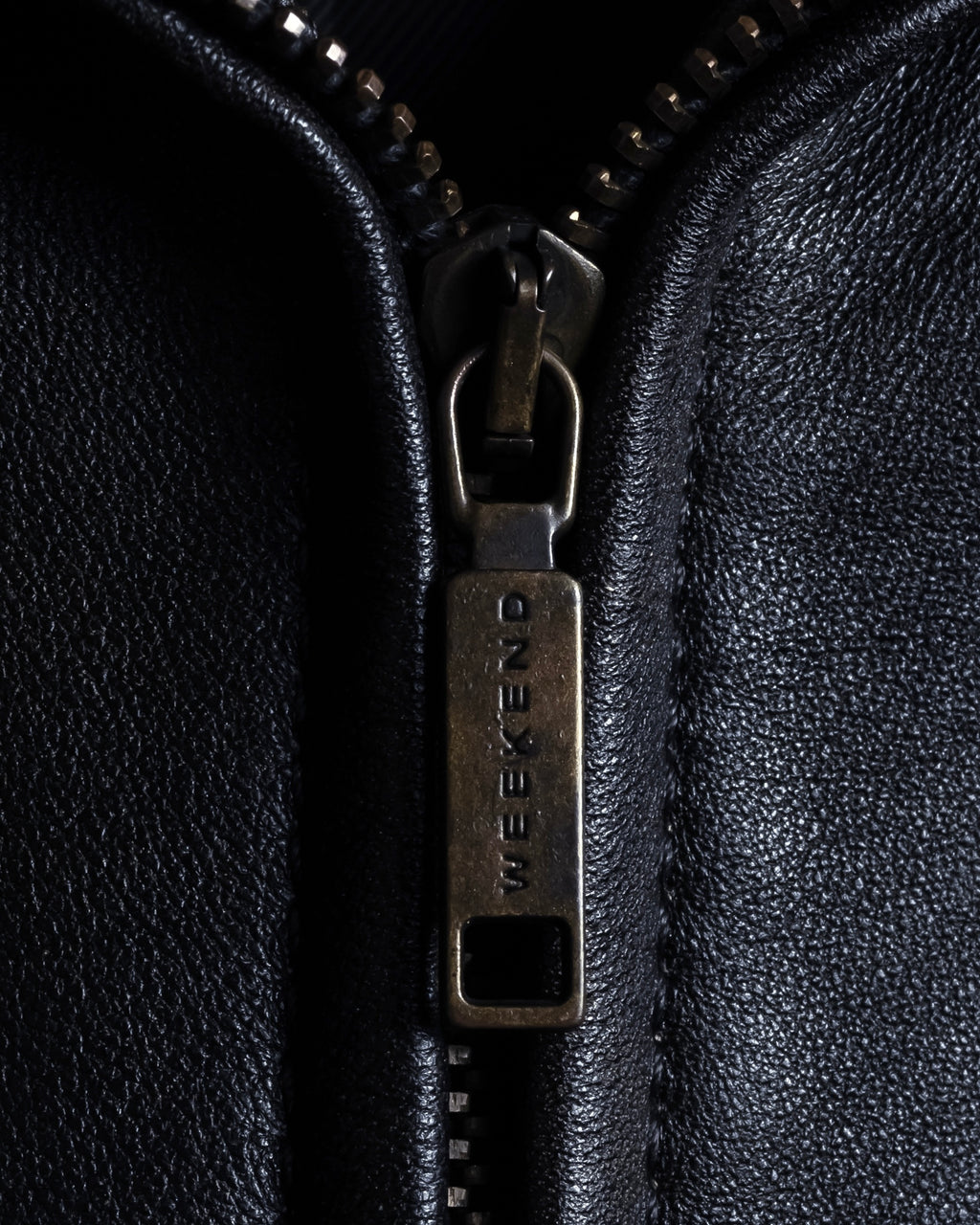 "Weekend Max Mara" Minimalist design center zip-up leather jacket