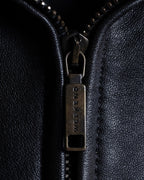 "Weekend Max Mara" Minimalist design center zip-up leather jacket