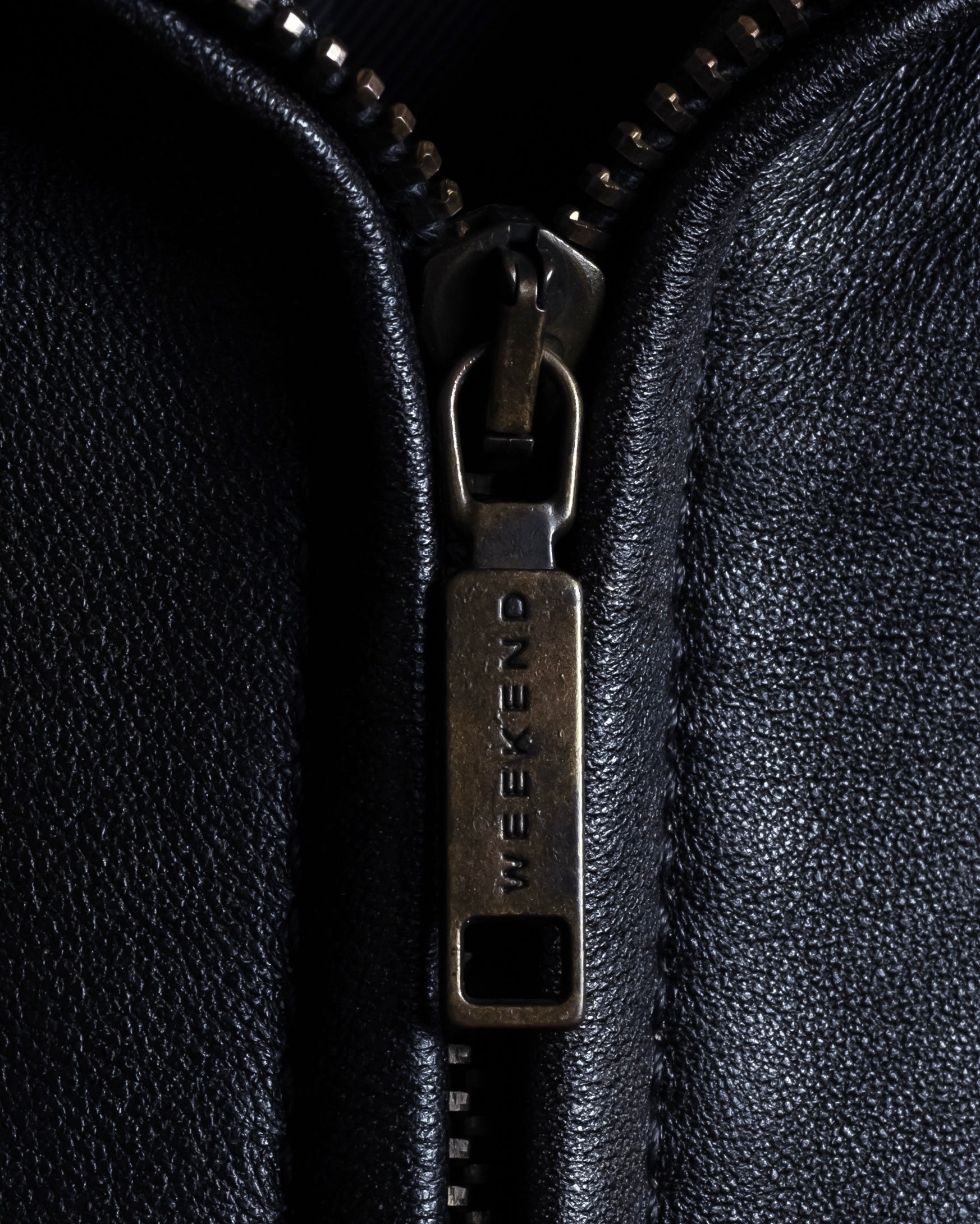 "Weekend Max Mara" Minimalist design center zip-up leather jacket