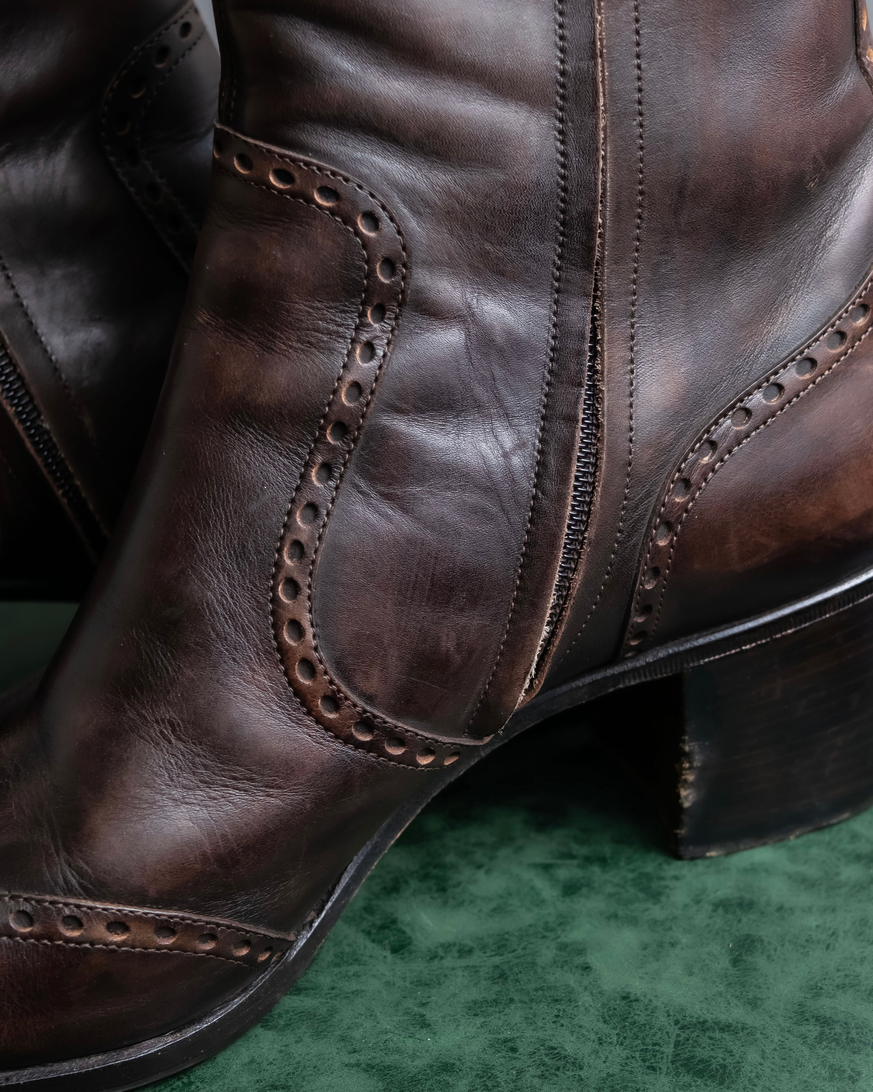 "YVES SAINT LAURENT" Medallion-embellished square heel boots