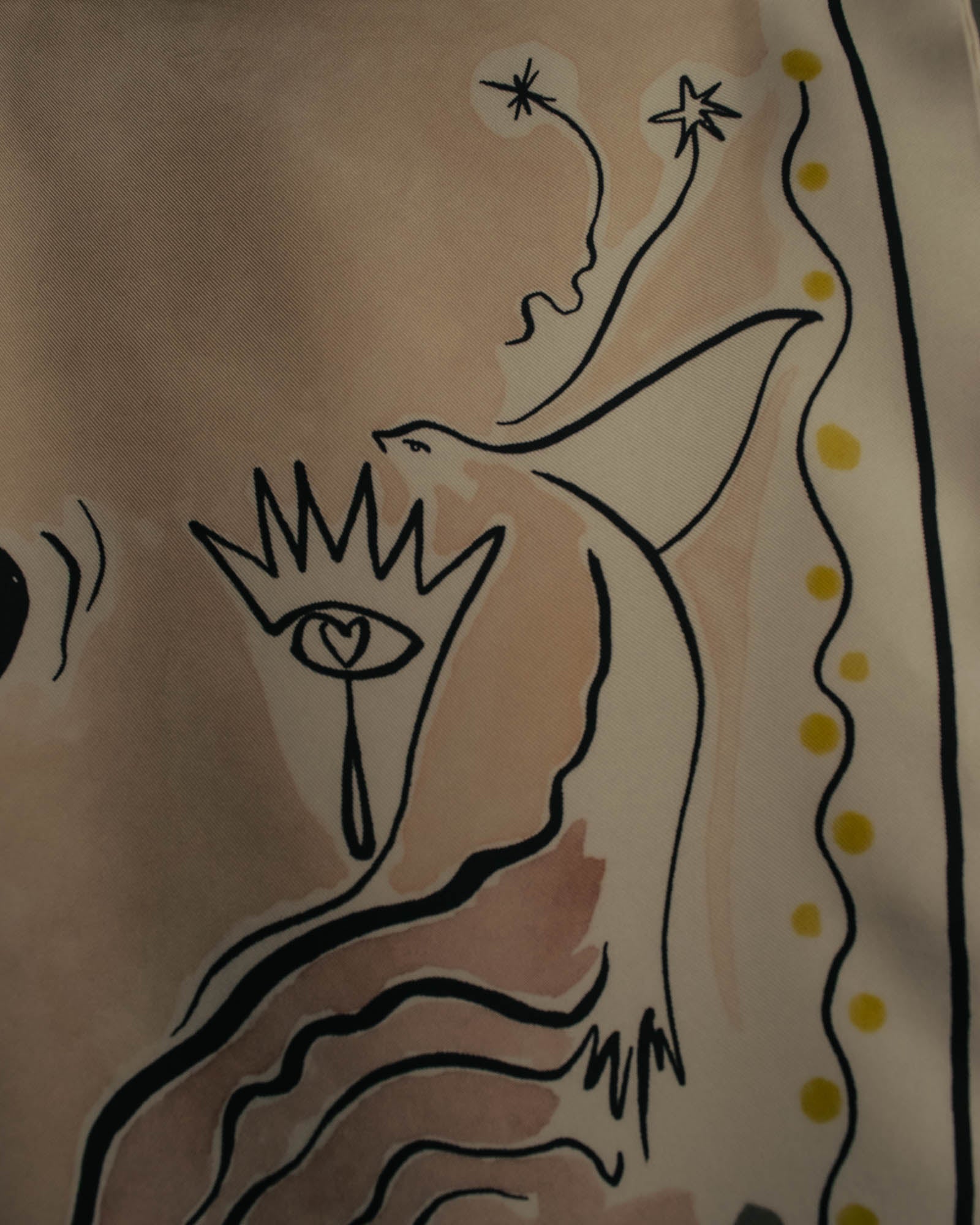 "Christian Dior" 2010's Modern surrealist trump print silk scarf