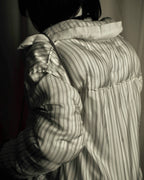 "MAISON MARGIELA" Multi-stripe pattern quilted padded oversized tailored coat