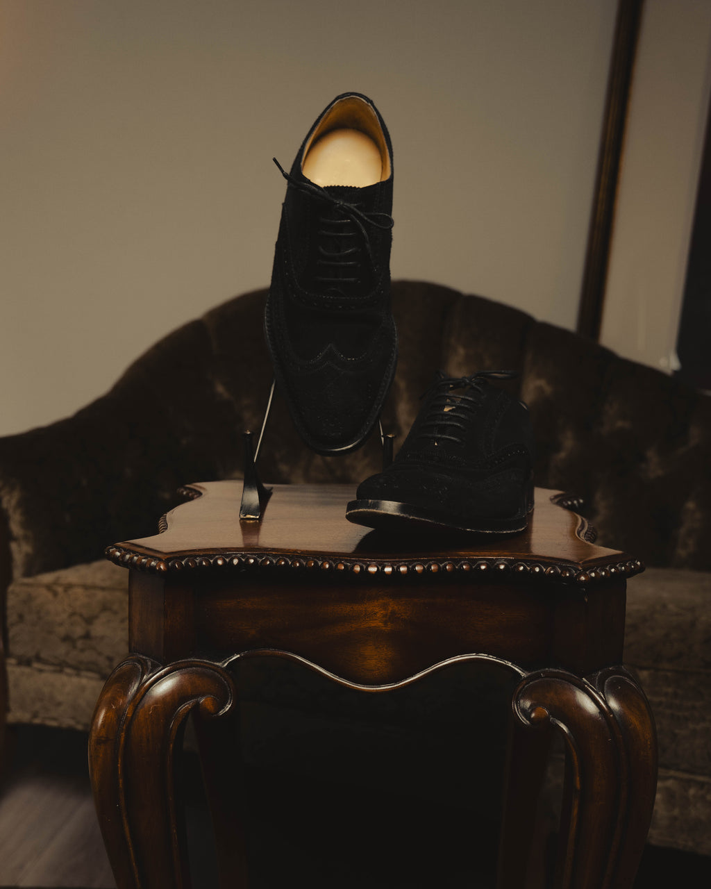 "DOLCE & GABBANA" 00's-10's Black suede wingtip oxford shoes