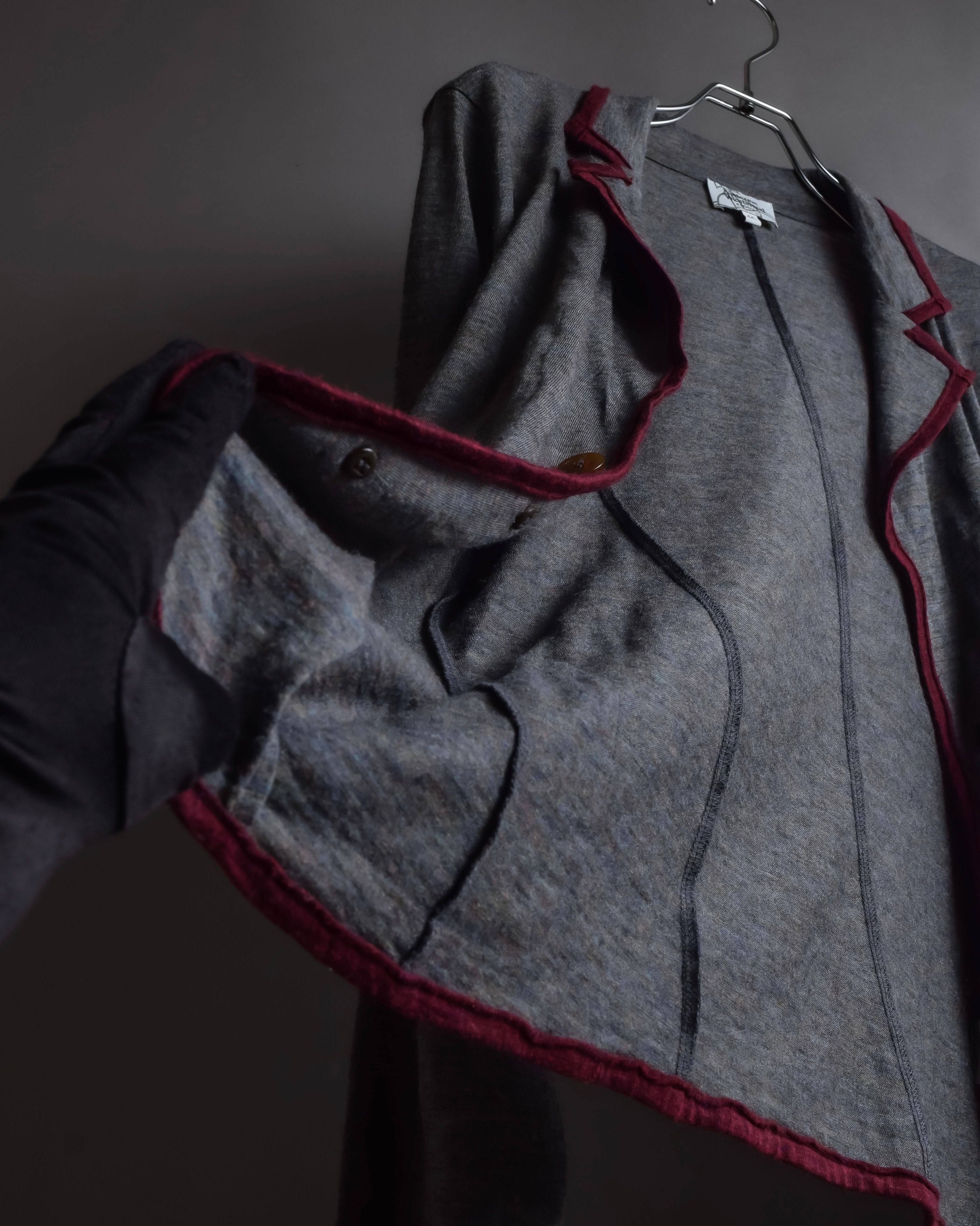 "Vivienne Westwood MAN" Bordeaux piping design draped tailored jacket