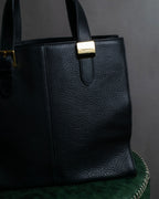 "BURBERRYS" Gold buckle design grained leather hand bag