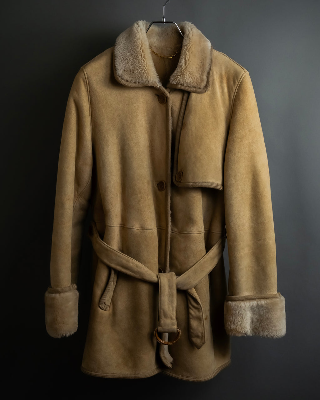 "LOEWE" 90's Panel-switched design mouton shearling coat