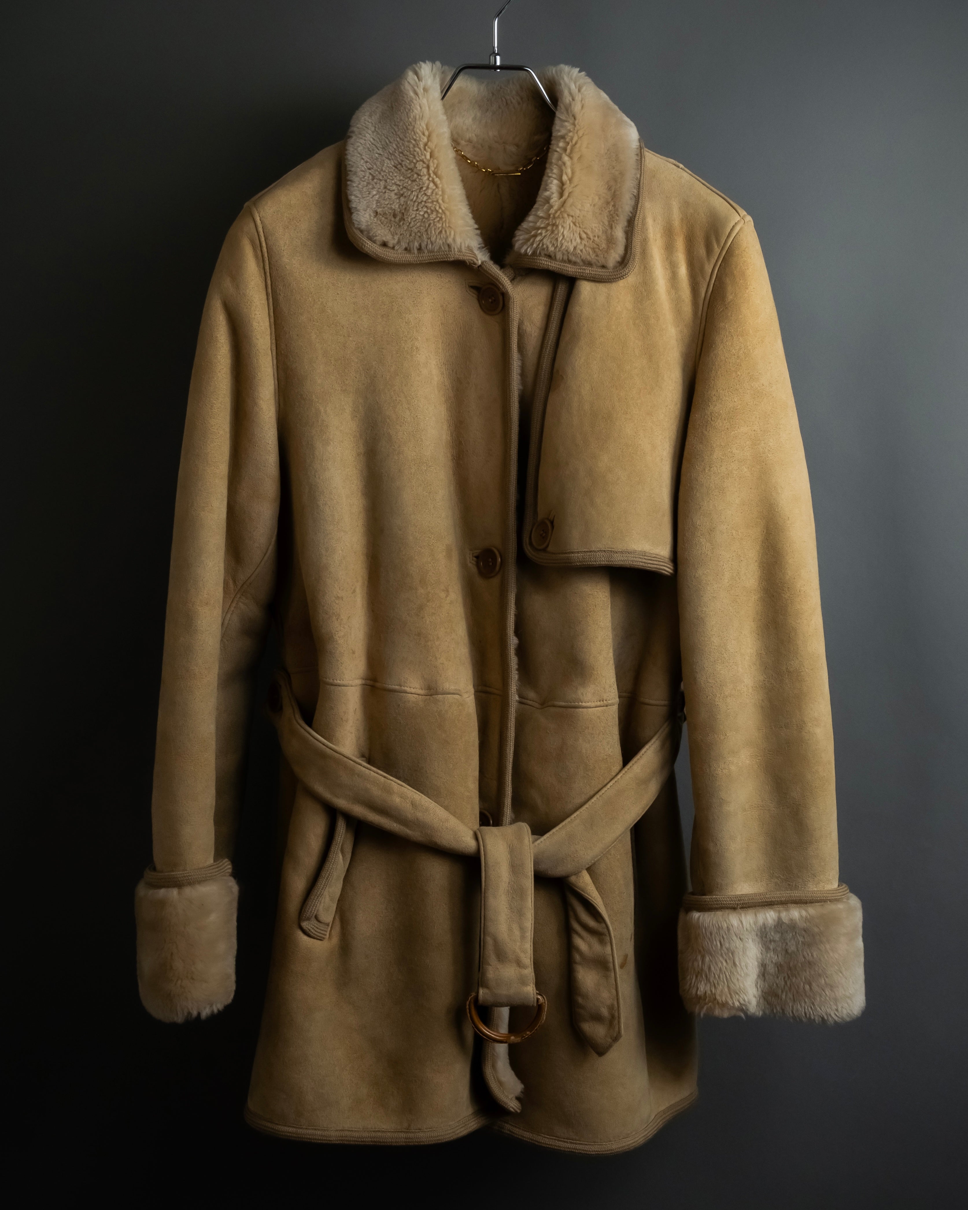 "LOEWE" 90's Panel-switched design mouton shearling coat
