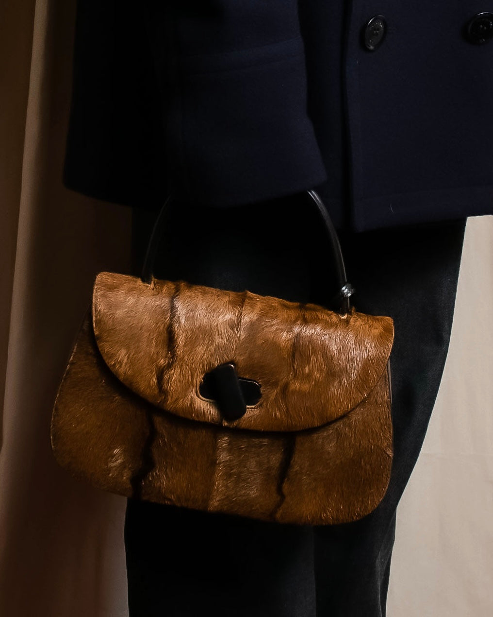 "GUCCI"「1947」 pony leather combination bamboo hand bag
