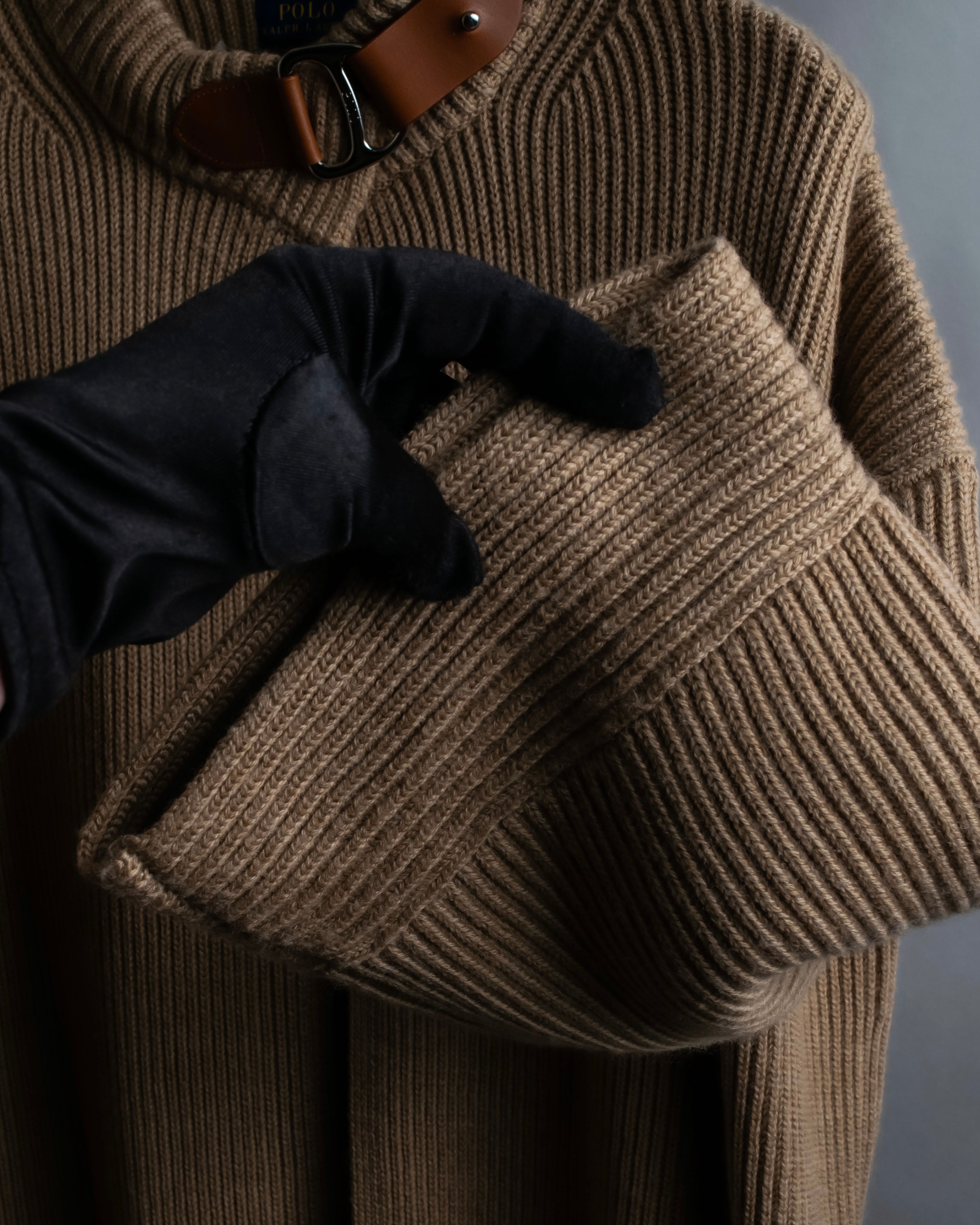 "POLO Ralph Lauren" Buckle closure design ribbed cardigan