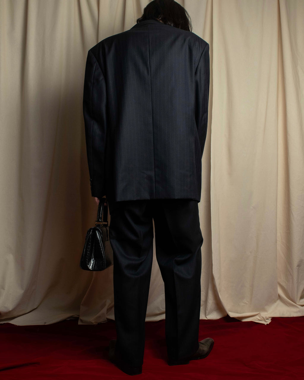 "YVES SAINT LAURENT" 00's shadow stripe pattern beautiful tailoring set up