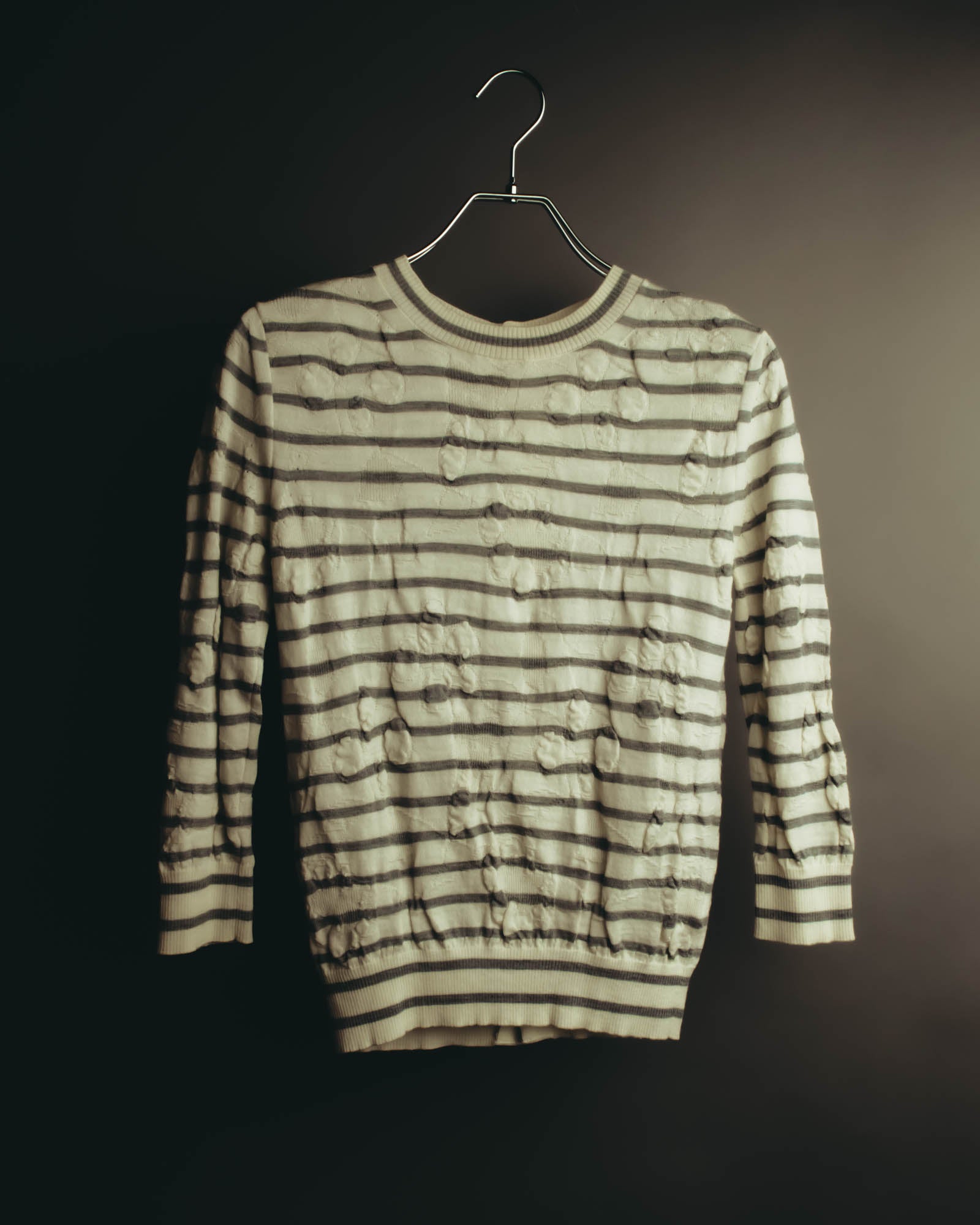 "tao COMME des GARÇONS" 10's Textured striped wool knit cardigan