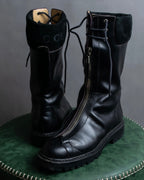 "GUCCI" Front zip design lace-up leather uncle boots