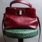 "BVLGARI" Marble motif burgundy color leather shoulder bag