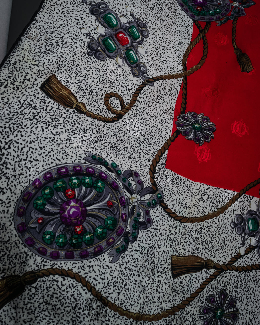 “Christian Dior” 80’s-90’s Jewelry motif monogram silk scarf