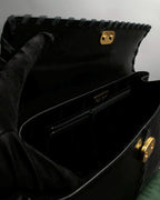 "YVES SAINT LAURENT" Whip stitch design crocodile foil stamped leather hand bag