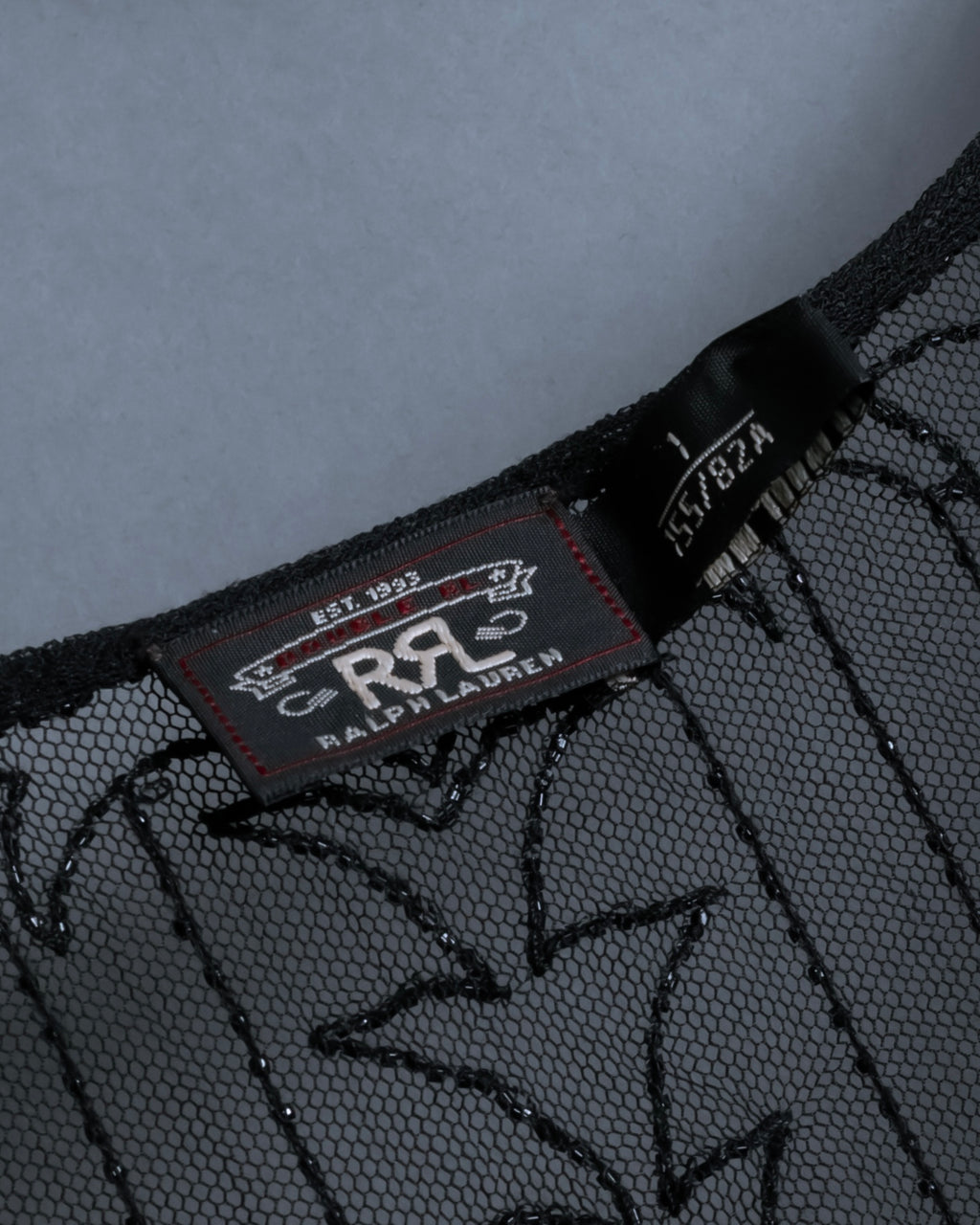 "RRL Ralph Lauren" Sequined beaded plant motif tulle sleeveless dress