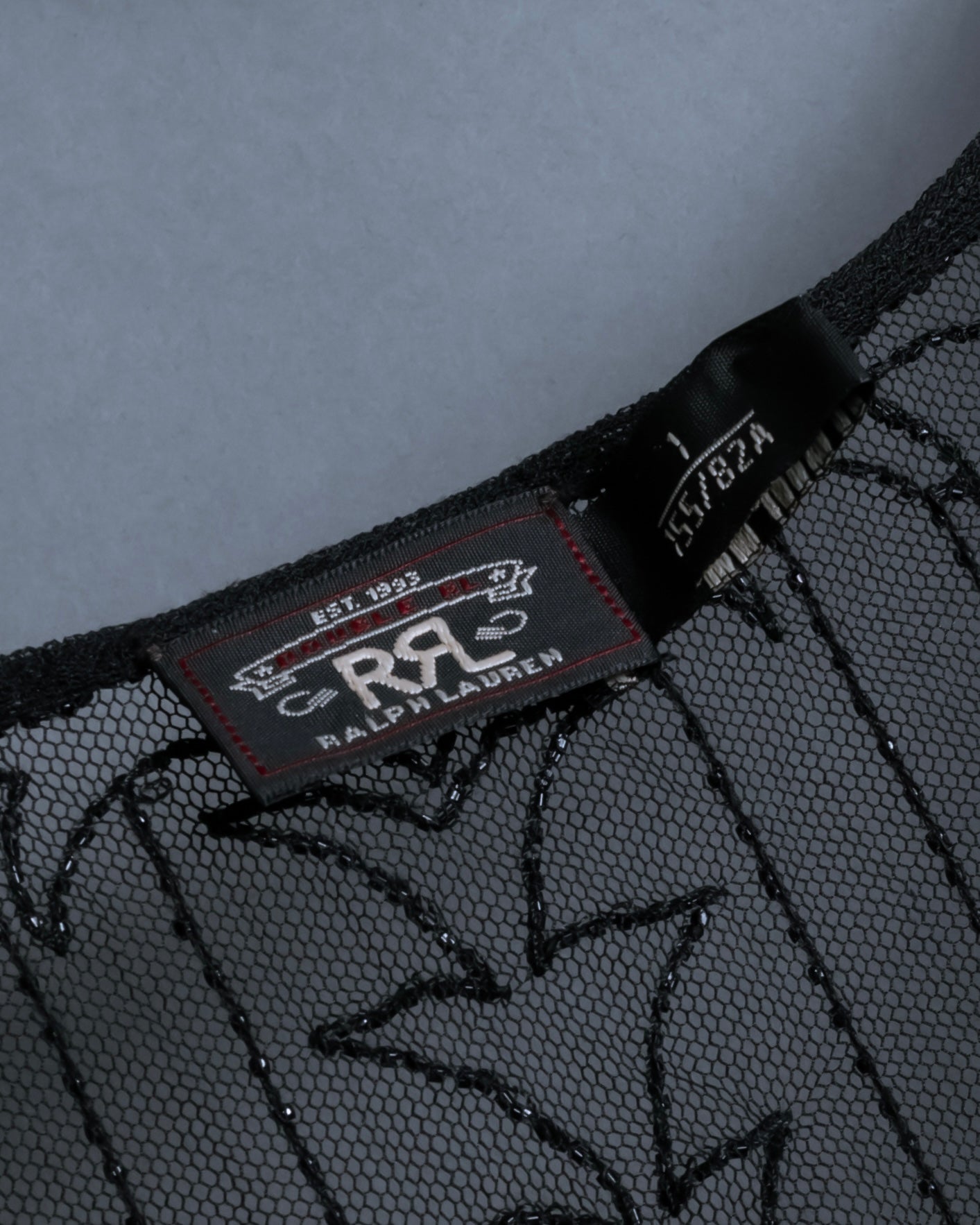 "RRL Ralph Lauren" Sequined beaded plant motif tulle sleeveless dress