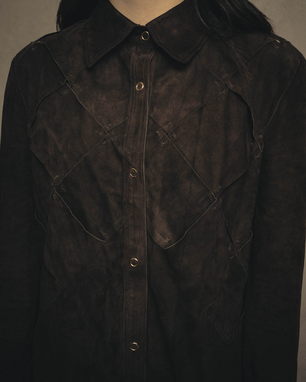-SPECIAL- “BOTTEGA VENETA” 80’s-90’s Intrecciato suede leather shirt