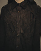 -SPECIAL- “BOTTEGA VENETA” 80’s-90’s Intrecciato suede leather shirt