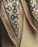 "GUCCI" 80's-90's Horsebit print square silk scarf