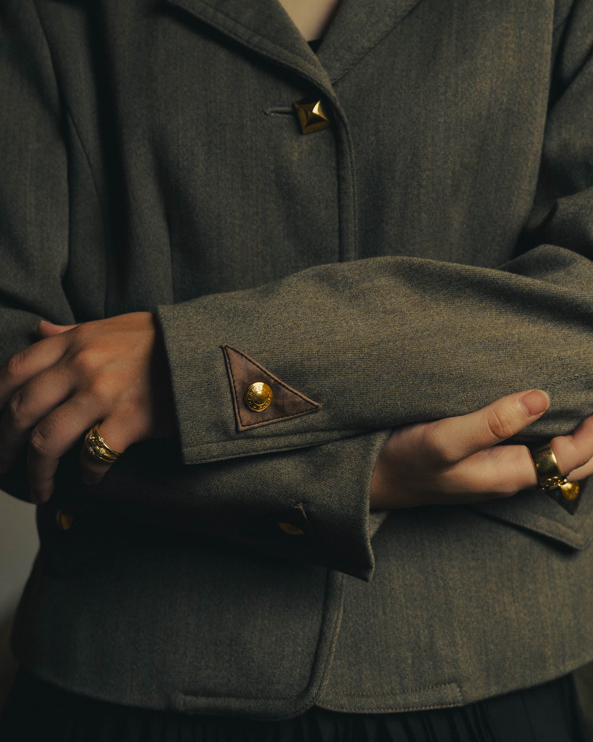 –SPECIAL– "Hermès" 70's-80's Equestrian wool tailored jacket