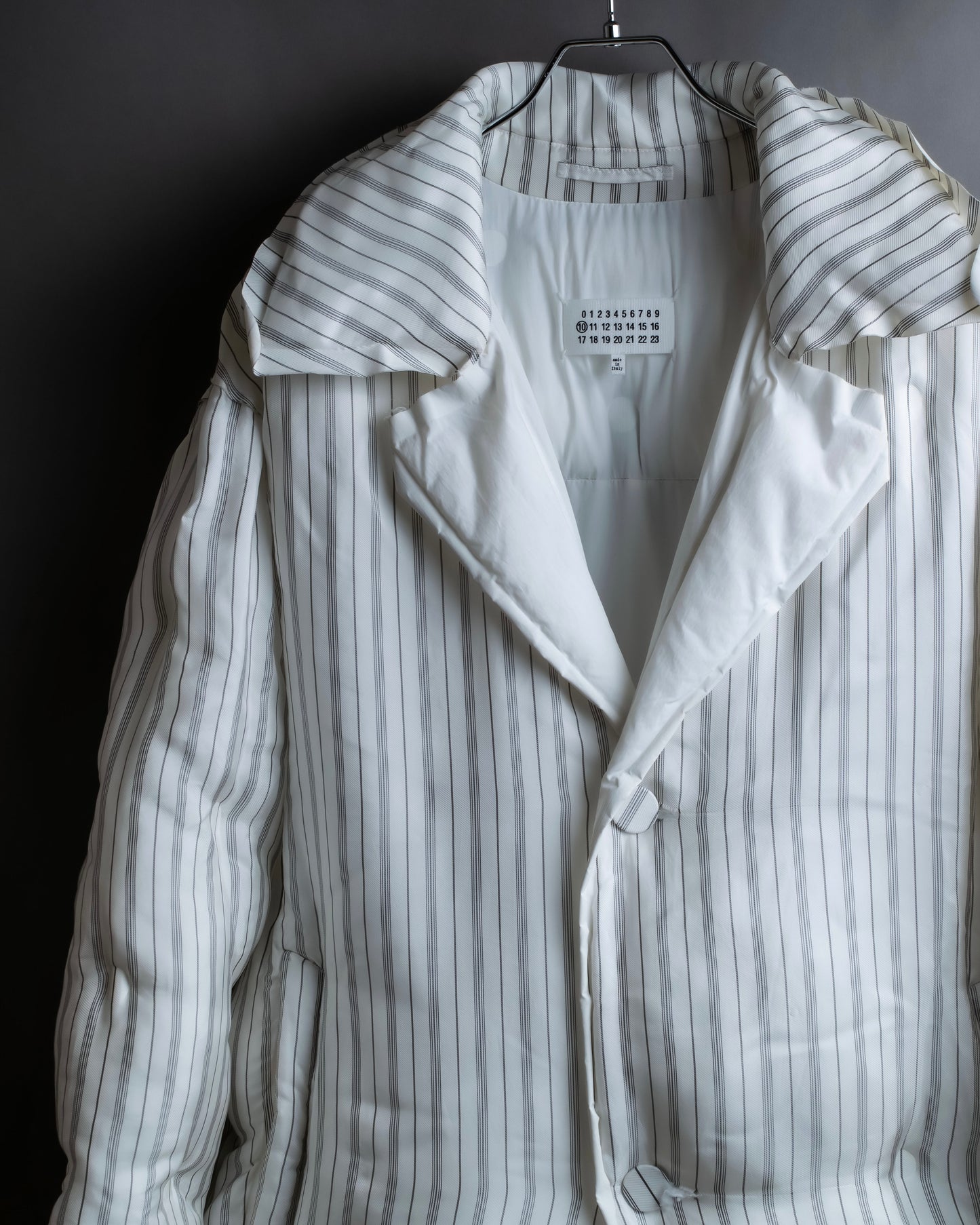 "MAISON MARGIELA" Multi-stripe pattern quilted padded oversized tailored coat