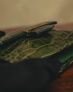 "Yves Saint Laurent" 80's Dark green crocodile compact wallet