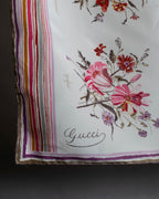 “GUCCI” Botanical printed silk scarf