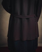 -SPECIAL- “Yves Saint Laurent“ 80's-90's Swiss fabric lurex stripe collarless long jacket