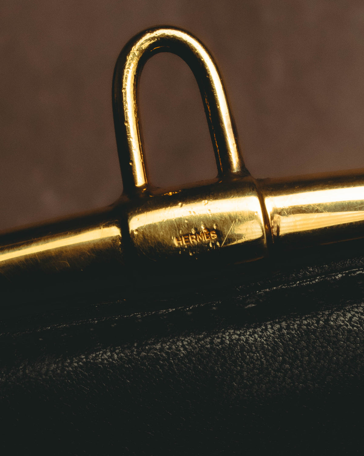 -SPECIAL- “HERMÈS” 60’s-70’s Palonnier black leather structured shoulder bag