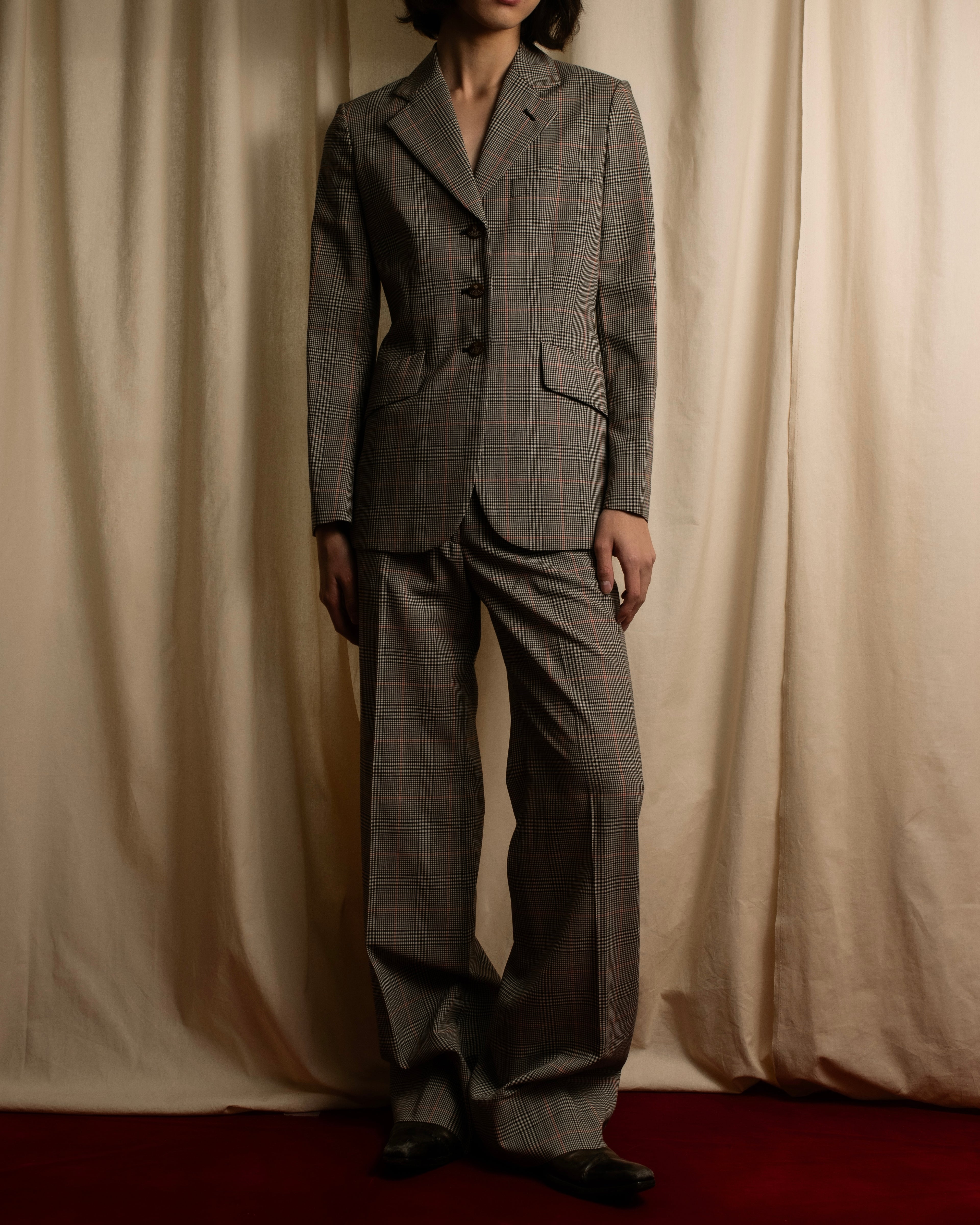 "Vivienne Westwood RED LABEL" Orb button design glen plaid set up