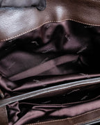 "Max Mara" Silver accents diamond shaped stitching leather boston bag