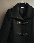 “miu miu” 00’s-10’s Wool angora leather buckle coat