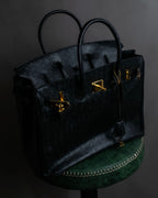 "Pierre Cardin" Turnlock design ostrich leather top handle bag